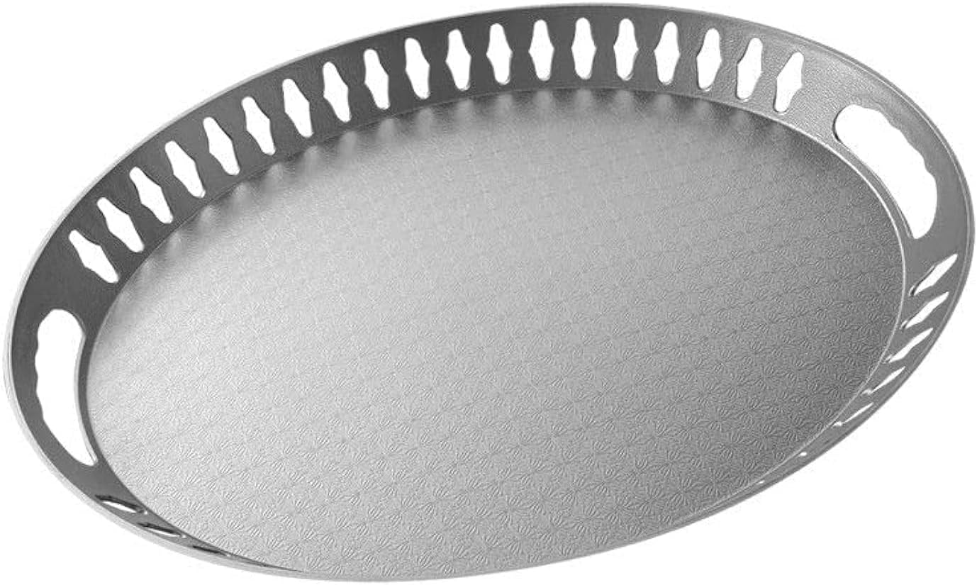 Painted Oval Pp Serving Tray Silver 35x45cm