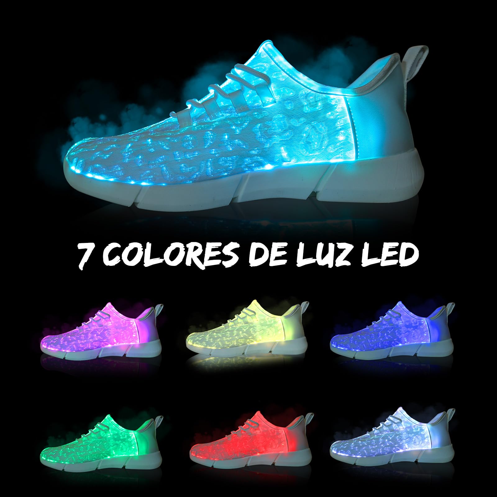 Shinmax Fiber Optical - Zapatos LED para Hombre y Mujer, 10 Colores, Carga USB, Luminosos, Ligeros, para Halloween, Navidad, Fiestas, cumpleaños