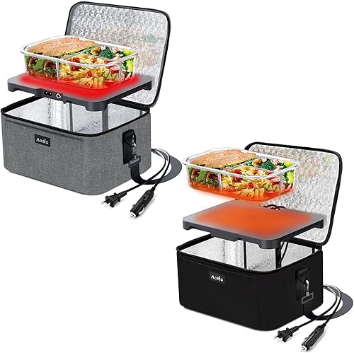Horno portátil  Calentador de alimentos portátil 3 en 1 de 12 V, 24 V, 110 V  Mini lonchera eléctrica personal con calefacción para automóvil,