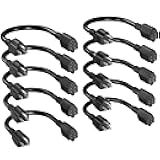 16/3 Short Extension Cord 8 Inch 10 Pack, Black Extension Cord Flexible & Durable, Indoor 3 Prong Power Cable, Suitable for Home and Office, 13 Amp 1625 Watt 125VAC 16AWG, ETL Listed