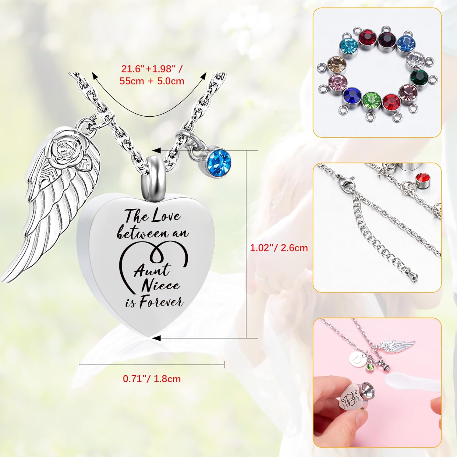 Heart Urn Necklace for Ashes Love between Family Members Cremation Memorial Jewelry Keepsake Pendant for Loss Cremation Urn Necklace Ash Holder Sympathy Gift - Image 4