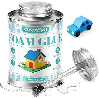 Foam Glue, Styrofoam Glue, Foam Glue Adhesive, Quick-Drying and Transparent, Suitable for Various Materials Such As Foams and Sponge, Making it an Ideal Choice for DIY Crafts, and Model Making, 120ml