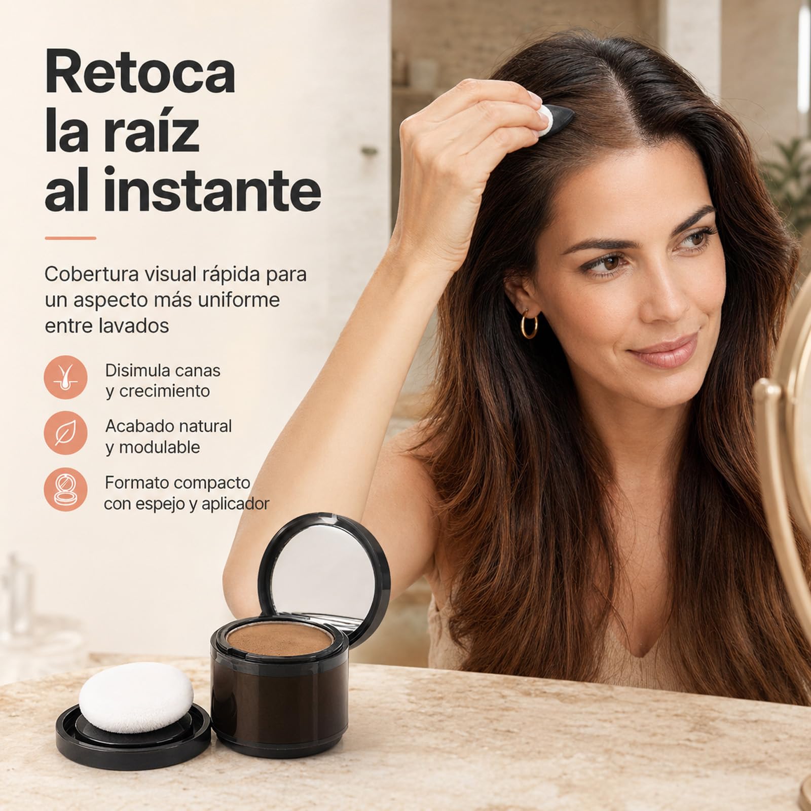 Avellio Polvo Corrector De Raices,Cubre Canas Al Instante, Con Queratina, Resistente Al Agua Y Al Sudor, Acabado Natural, Sin Grumos (Marrón oscuro)