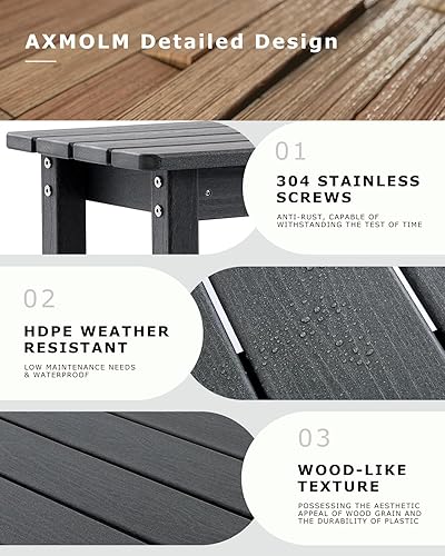 Miniatura 3 de Juego de 2 mesas y sillas de altura de barra de HDPE para exteriores, incluye mesa y sillas de patio superior, juego de bar de patio exterior para