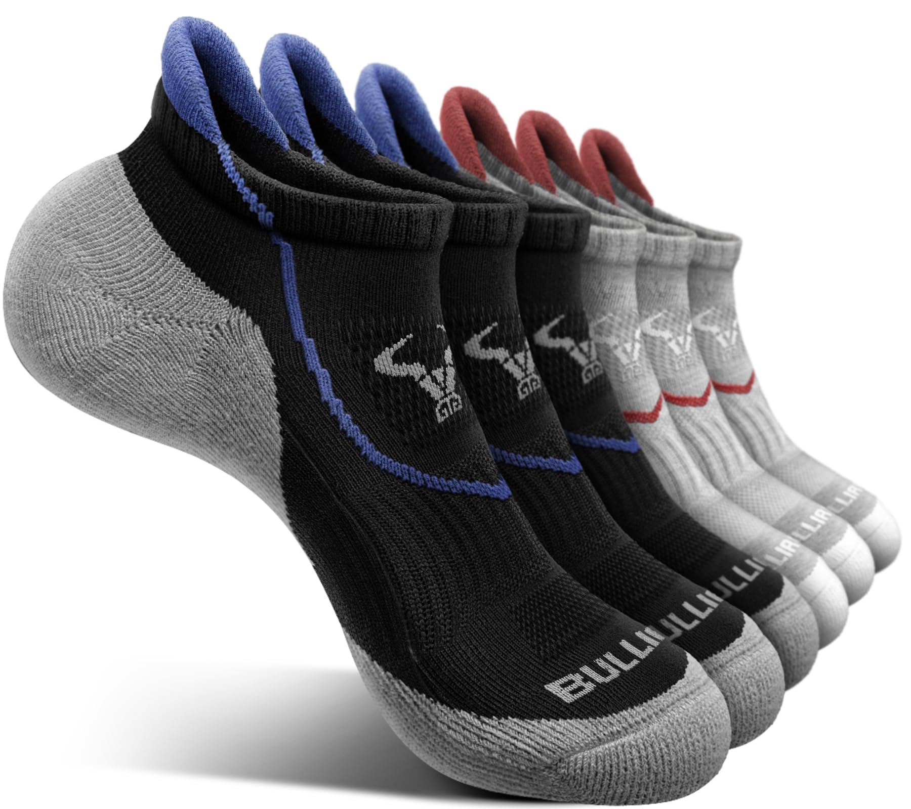 BULLIANT Women Athletic Ankle Running Socks Multi-Pack Cushioned No Show