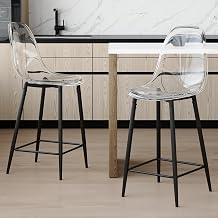 Bar Stools Set for 2,Clear Bar Stools for Kitchen Island,Acrylic Barstools Backrest with Metal Bracket,BarStools Counter Height for Bar and Kitchen Island
