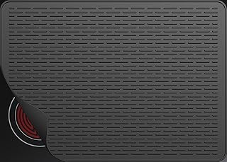 Stove Top Cover for Electric Stove, Dish Drying Mat for Kitchen, Glass Cooktop Protector, Heat Resistant Waterproof Foldable Anti-Slip Silicone Mat (Black, 30''L x 21''W)