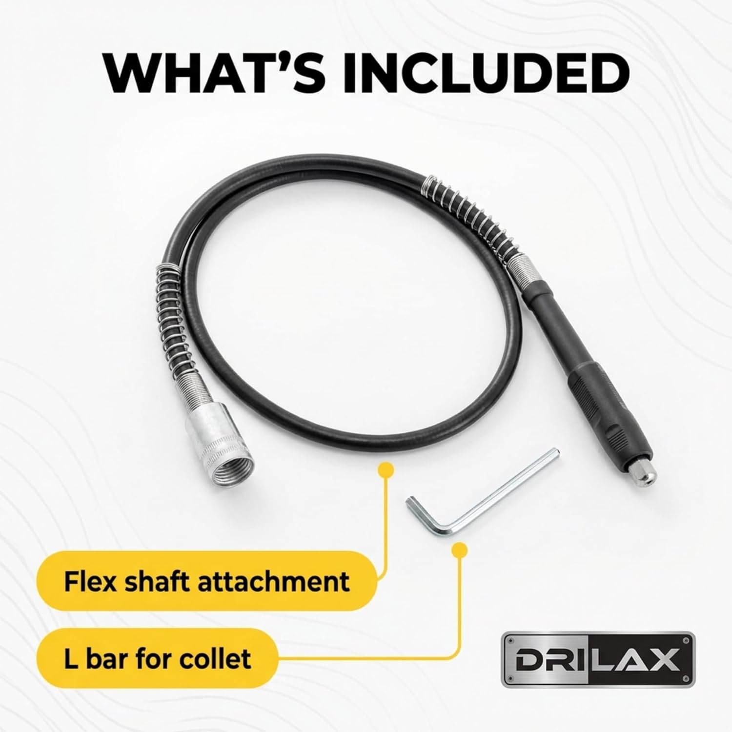 Drilax 42" Flex Shaft Rotary Tool Attachment – Compatible with Dremel Flex Shaft Models 100, 200, 300, 3000, 4000, 4300, 8220, 8240, 8250, 8260 – Precision Extension Shaft for Carving & Engraving