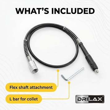 Drilax 42 Flex Shaft Rotary Tool Attachment Compatible with Dremel Flex Shaft Models 100, 200, 300, 3000, 4000, 4300, 8220, 8240, 8250, 8260 Precision Extension Shaft for Carving & Engraving