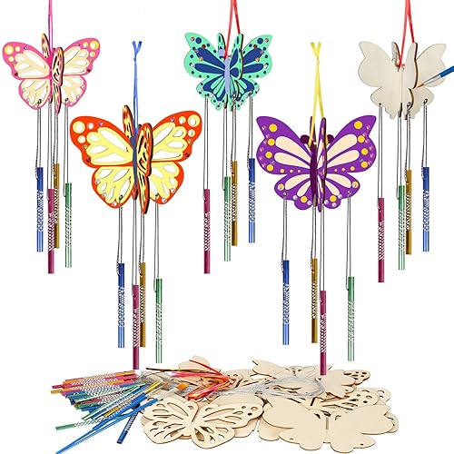 Fennoral 8 Pack 3D Butterfly Wind Chime Kit for Kids