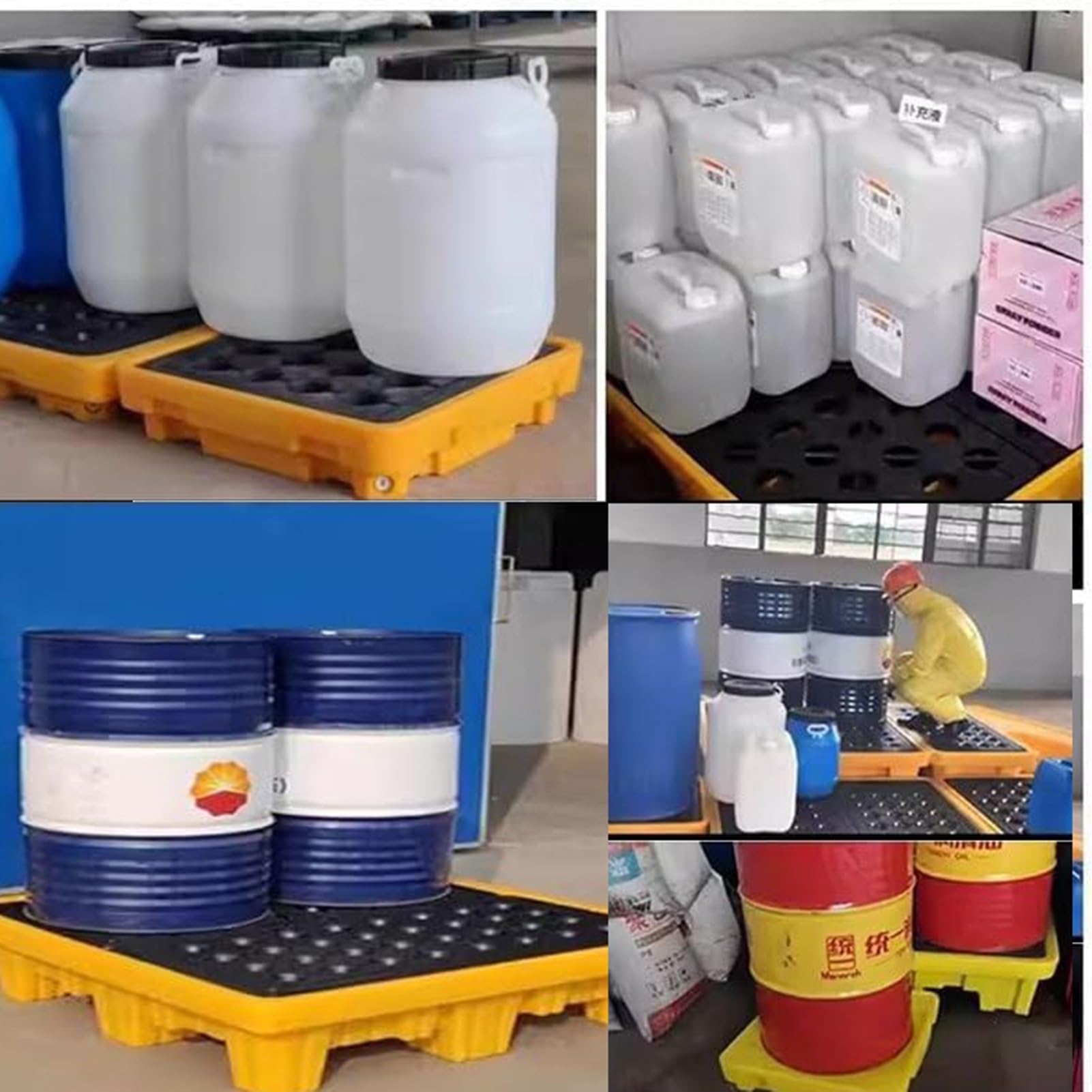 Kit de confinement de déversement avec bouchon de vidange pour garage, cuisine, sous-sol et stockage industriel