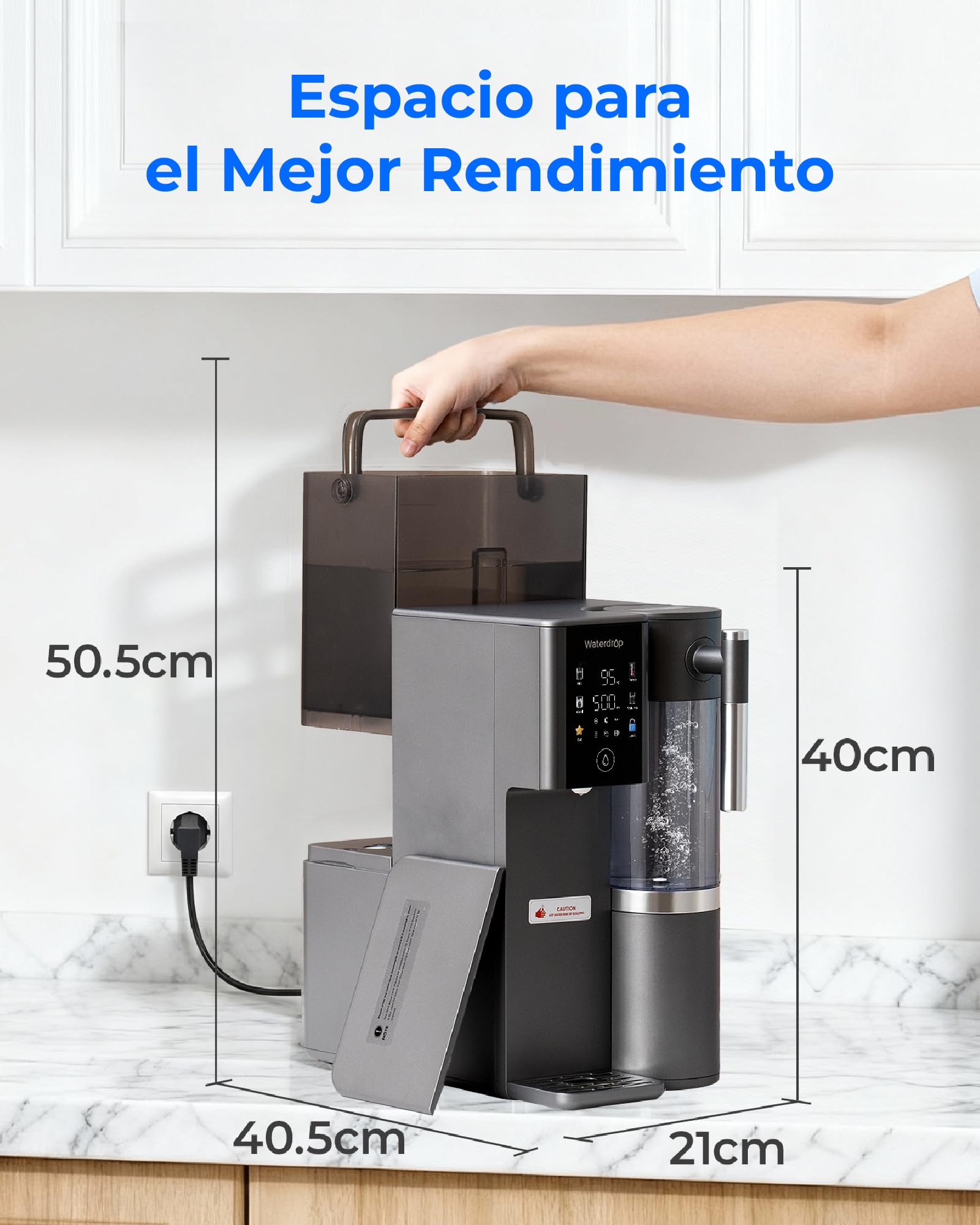 [𝐌𝐢𝐧𝐞𝐫𝐚𝐥𝐢𝐳𝐚𝐝𝐚] Waterdrop WD-A2G Ósmosis Inversa de Sobremesa, RO Caliente y Fría, Tanque Portátil, Dispensador Sin Botella, 6 Temperaturas, 3:1 Pura/Drenaje