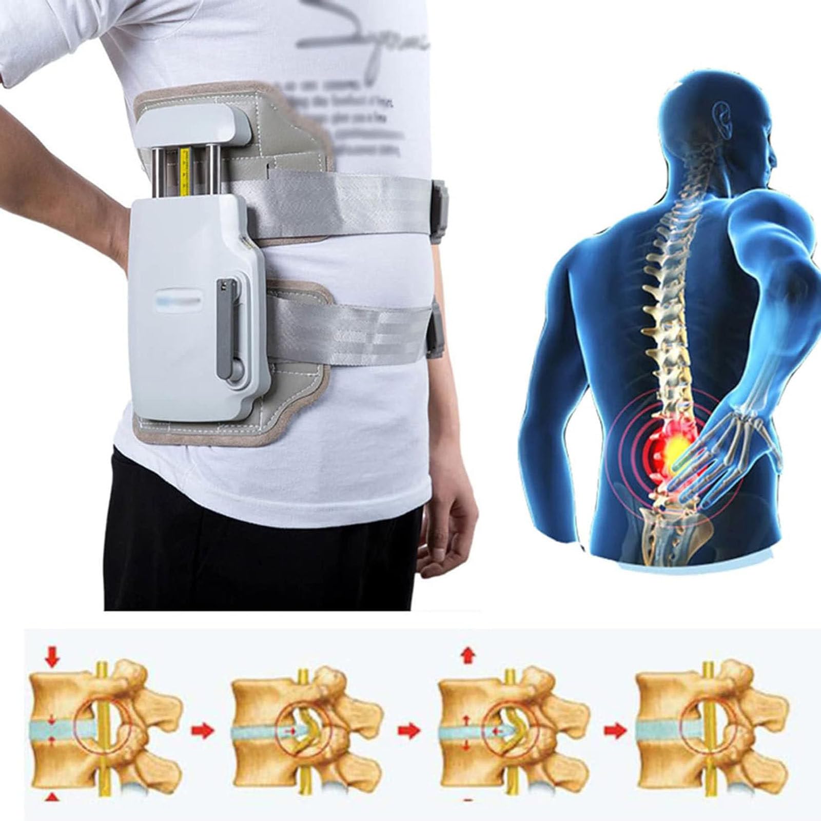 Cinturón de descompresión de tracción Lumbar, Faja de tracción de Disco Lumbar espinal, Dispositivo de tracción Lumbar Profesional, para aliviar el Dolor de Espalda y Columna Vertebral