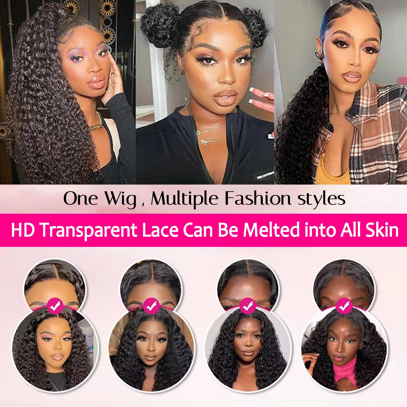 Water Wave Human Hair Wig 200 Density 13x6 Lace Frontal Wigs Human Hair Pre Plucked with Baby Hair Curly Wig for Black Women Natural Color 38 Inch
