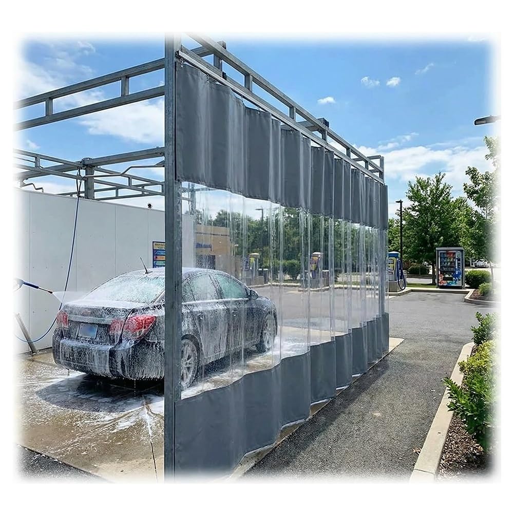 Bâche Transparente Rideaux pour Station De Lavage, Vinyle Industriel Panneau De Séparation avec Œillets pour Pergola Extérieure Menuiserie Garage(1.8X3 M)
