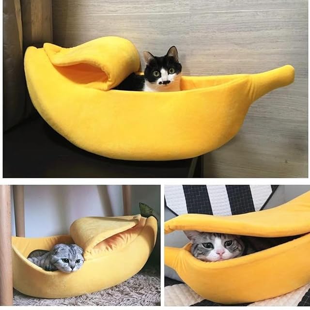 Foto 8 de 8 de MOONDAME Tienda de campaña con forma de plátano para gatos pequeños a grandes, lavable, suave