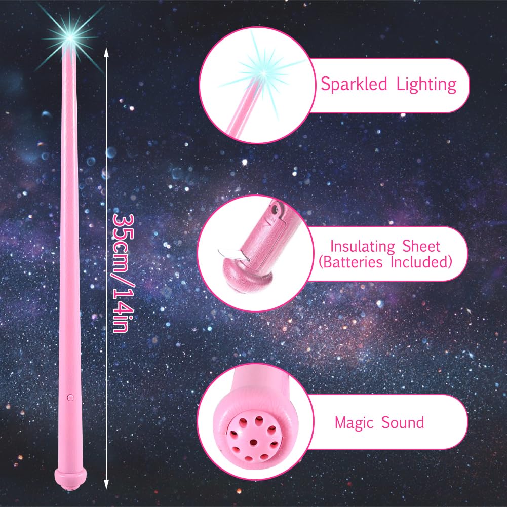 1 paio di bacchette luminose a LED a forma di stella, bacchetta magica rotante giocattolo per ragazze e ragazzi, luci LED lampeggianti colorate