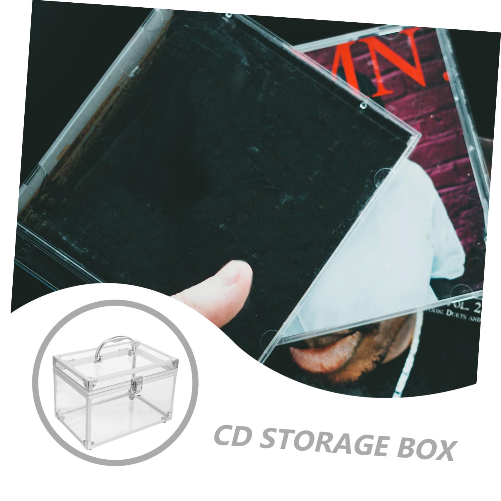 Contenitore Porta CD in Acrilico Argento, Facile da Trasportare | Organizer da Riporre, Adatto a Dischi e Dvd, Finitura Trasparente, per Casa