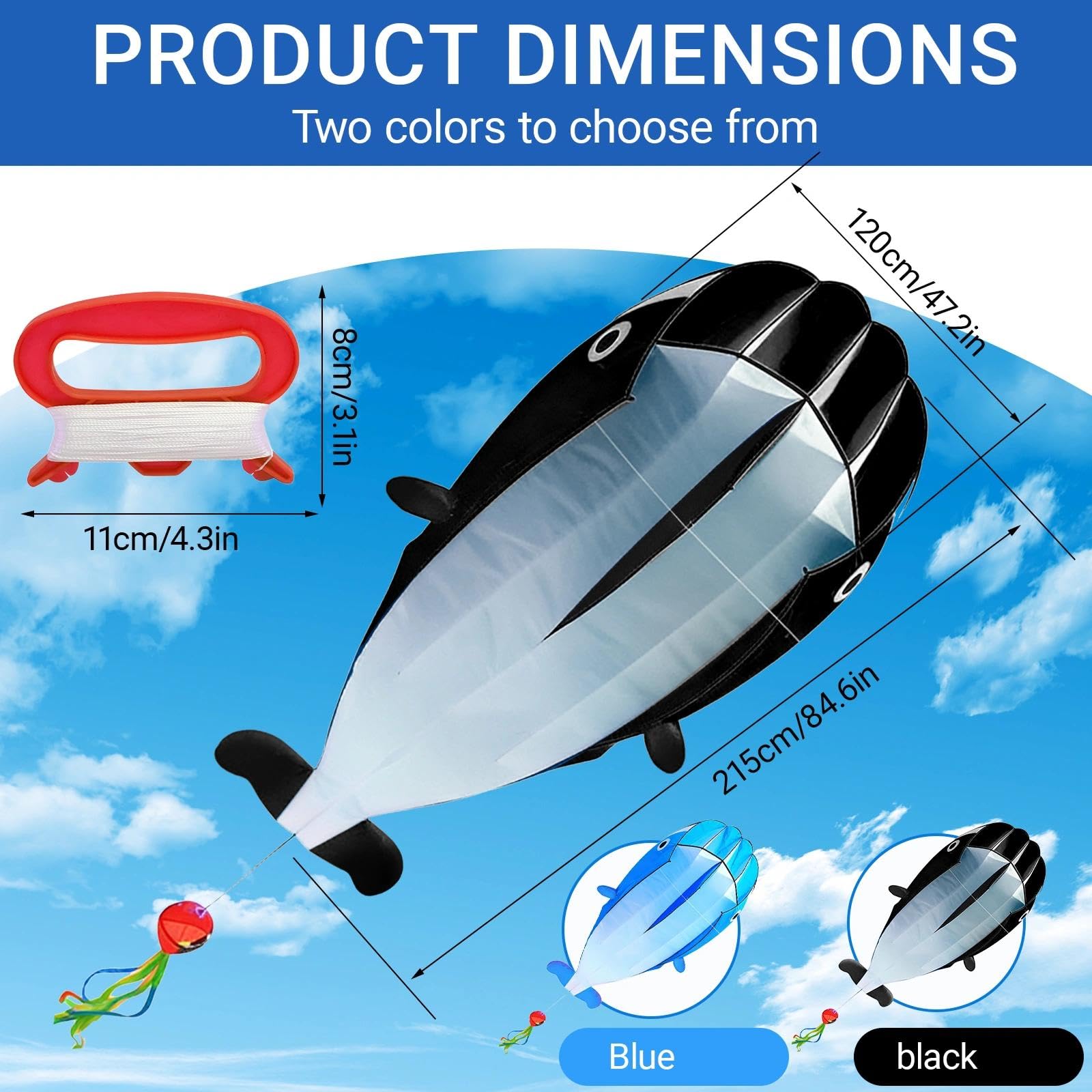 Darryy Cerf-volant pieuvre pour enfants, 550 x 120 cm, avec cordon de 100 m, pour enfants à partir de 10 ans et adultes - 2