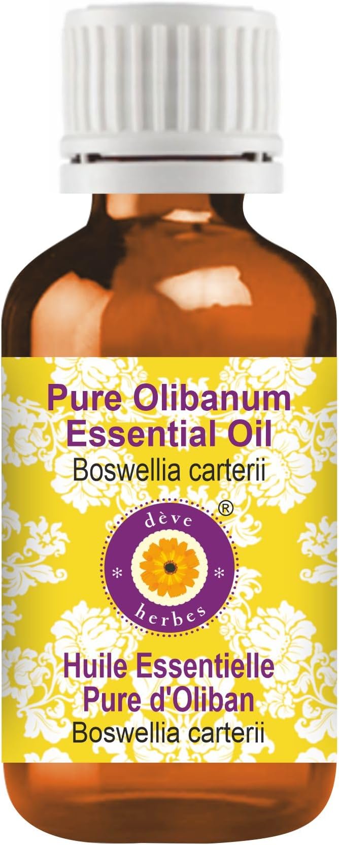 Deve Herbes Pure Olibanum Essential Oil (Boswellia carterii) Steam Distilled 10ml (0.33 oz)