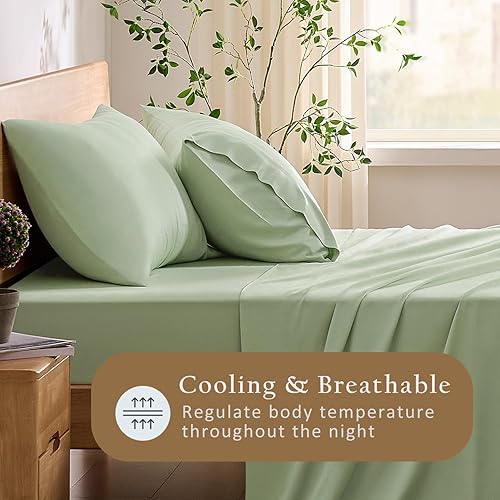 Miniatura 3 de TOSMO Juego de 2 fundas de almohada de lujo, viscosa refrescante derivada de bambú, Oeko-TEX, fundas de almohada suaves y sedosas transpirables con