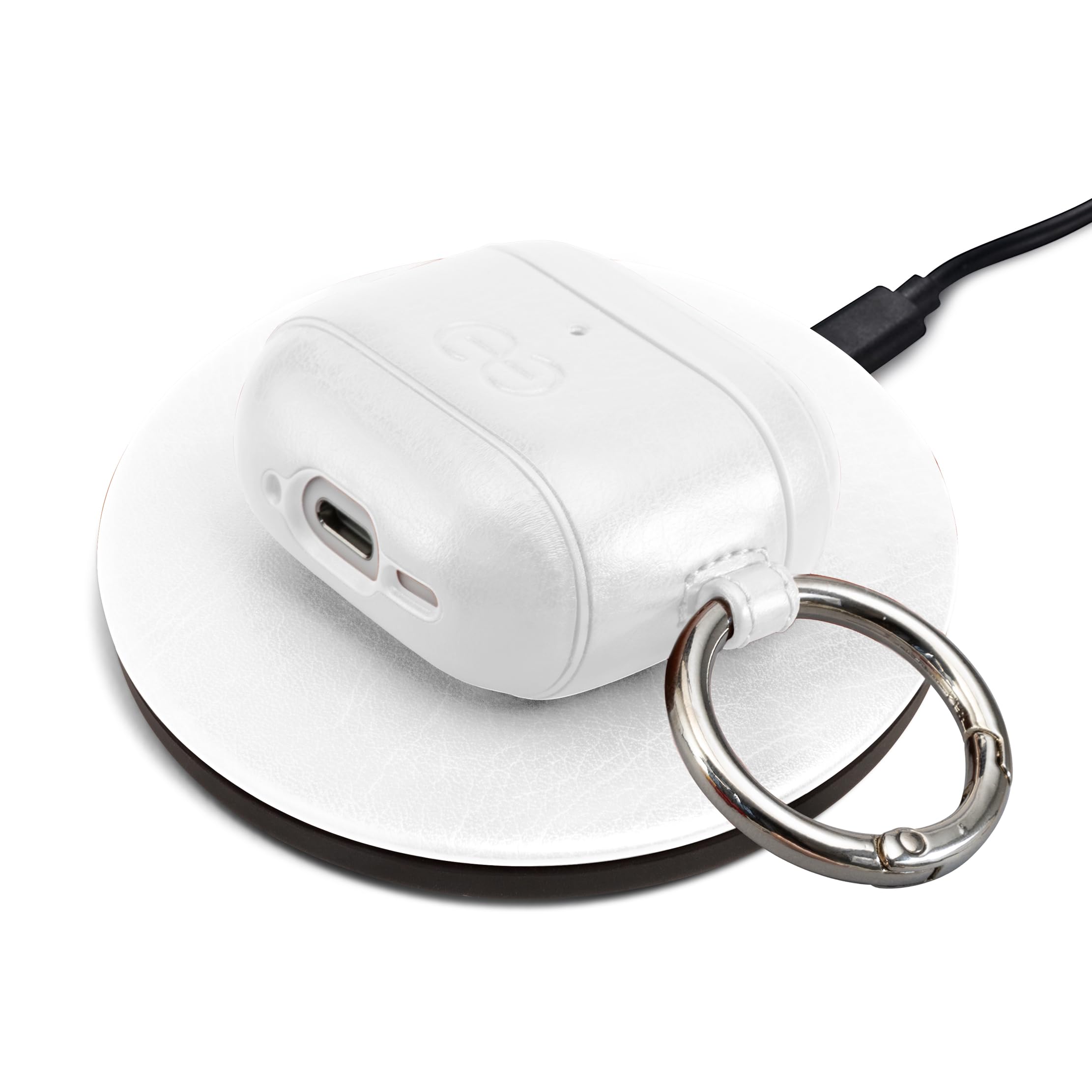 Dreem Om para AirPods 4 Funda de Cuero Vegano con Clip - Compatible con Auriculares inalámbricos Bluetooth de Apple para iPhone - Blanco — view 3