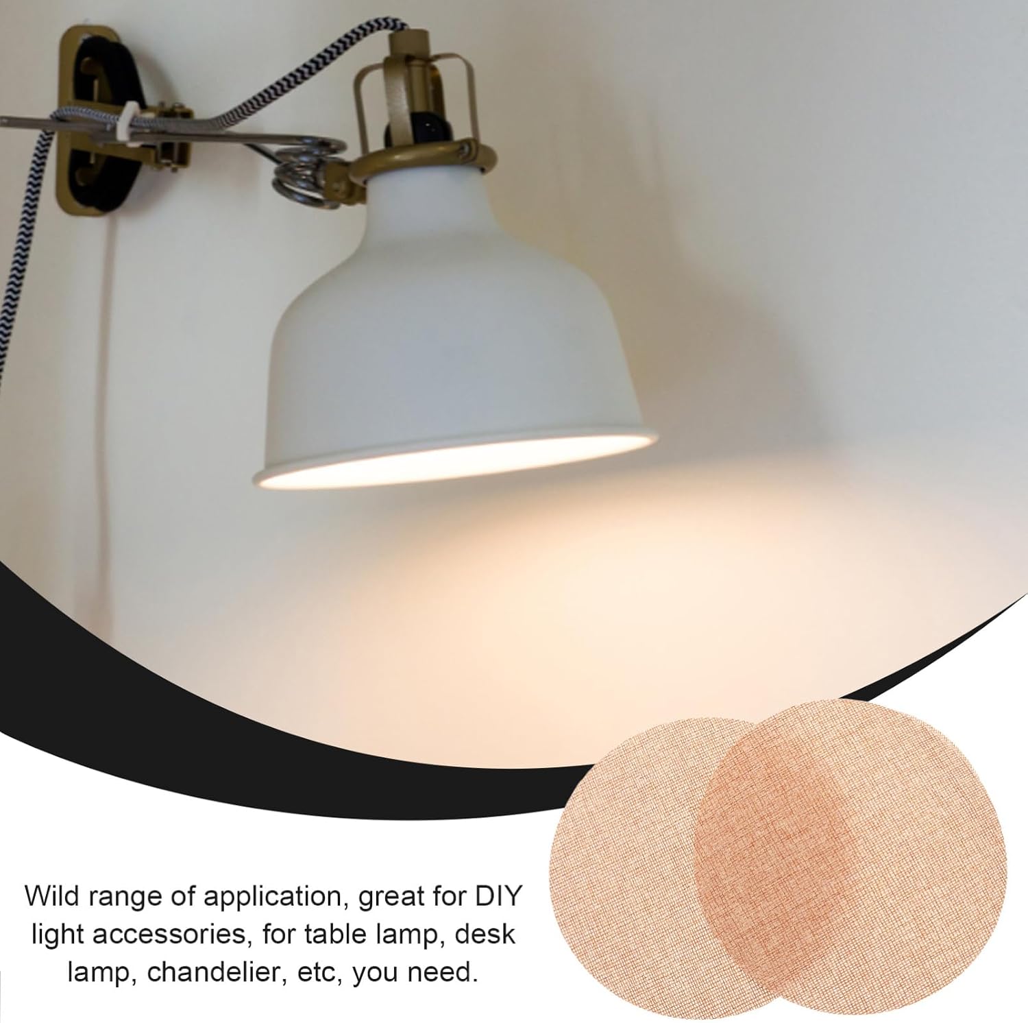 NUOBESTY 2Pcs Fabric Ceiling Lamp Shade Diffusers Round Light Cover for Eye Protection