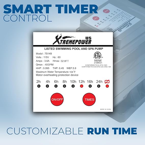 XtremepowerUS 13 Sand Filter Pump for Above Ground Swimming Pool Sand Filters Pool w/ 3/4HP 2640GPH Digital/Timer Function, Up To 10,000 Gallons