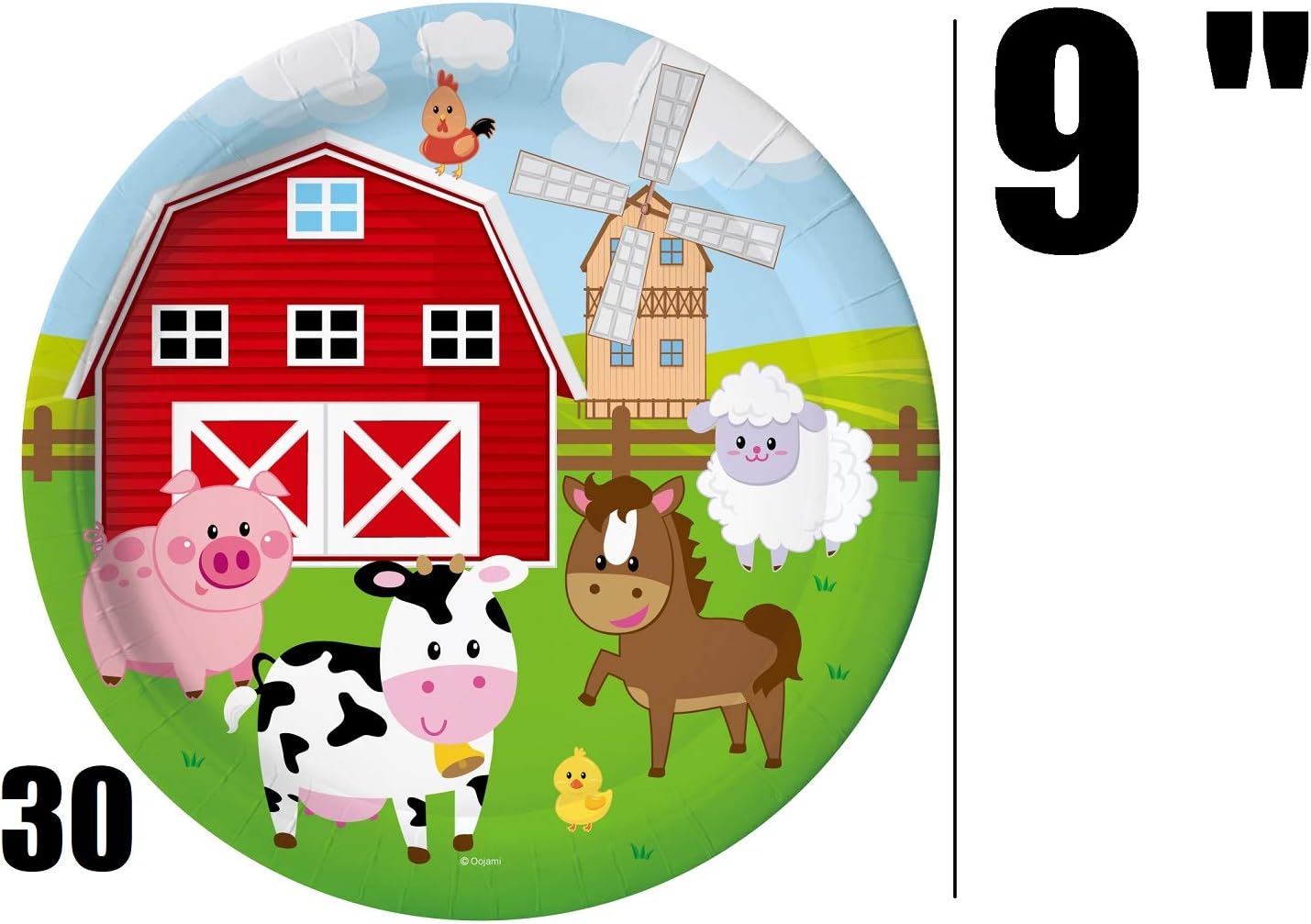 Serves 30 Complete Party Pack Farm House Fun Barnyard Animals Party Supplies 9" Dinner Paper Plates 7" Dessert Paper Plates 9 oz Cups 3 Ply Napkins Farm Animal Barn Themed Party Supplies