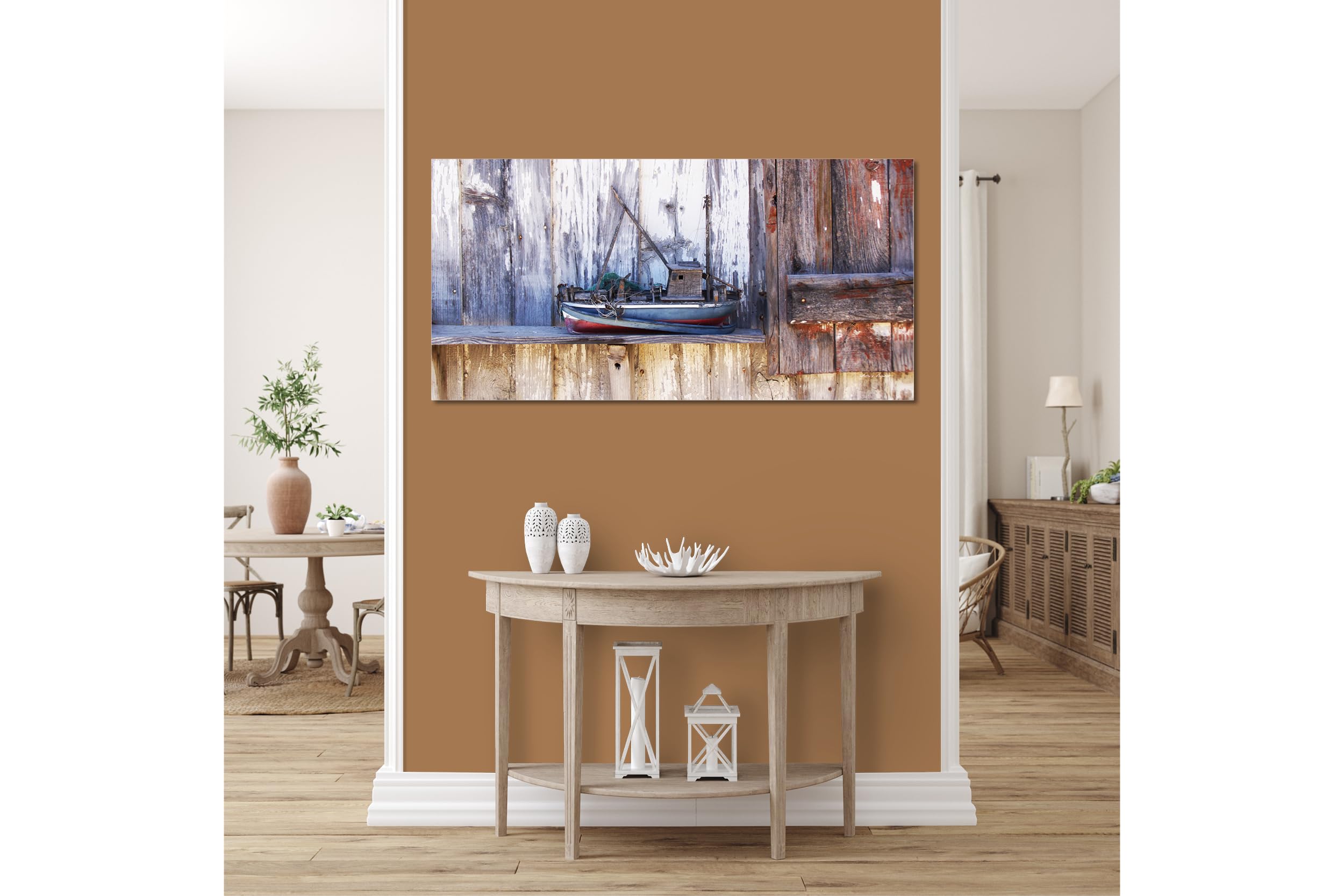 Glücksvilla - Fischerboot 1 (Acrylglas-Bild 5 mm, 80 x 40 cm) | div. Maße - aus DE - Kunstdruck Deko Wandbild quer - Frankreich Bretagne Insel Oléron Boote Schiff Hafen