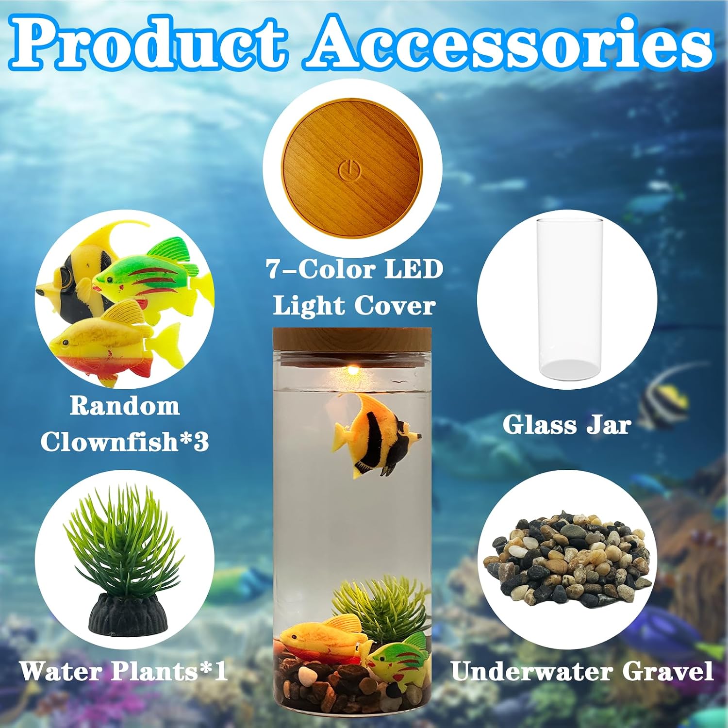 Aquarium Water Lamp, Fish Tank Style Decorative Lamp with Artificial Fish & Plants, LED Ambient Light for Home, Office, Bedroom, Relaxation & Unique Gifts image 3