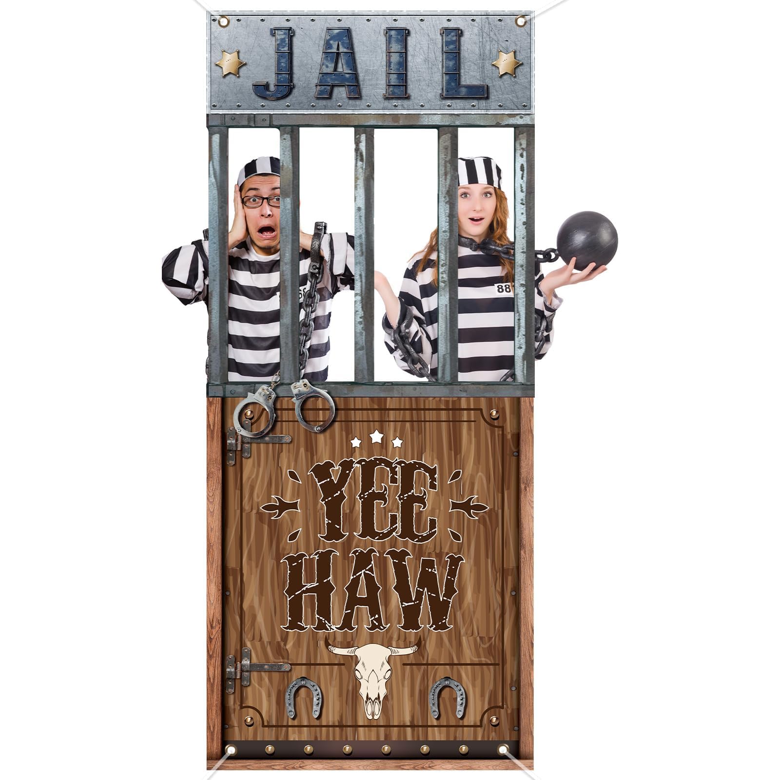 Fabric Jail Backdrop for Photography Jail Photo Prop Prison Cell Photo Booth Frame Prison Banner Wild West Jail Background Western Cowboy Cowgirl