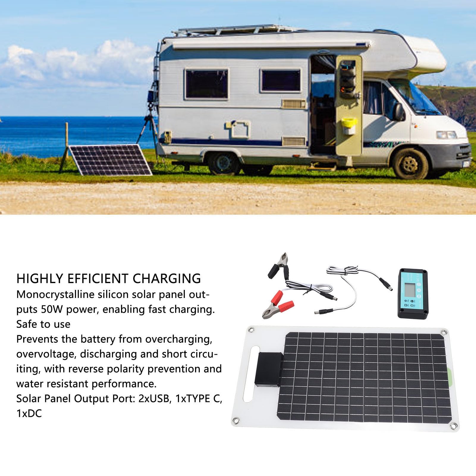 VGEBY Solar Panel Controller Set 50W Monocrystalline Design