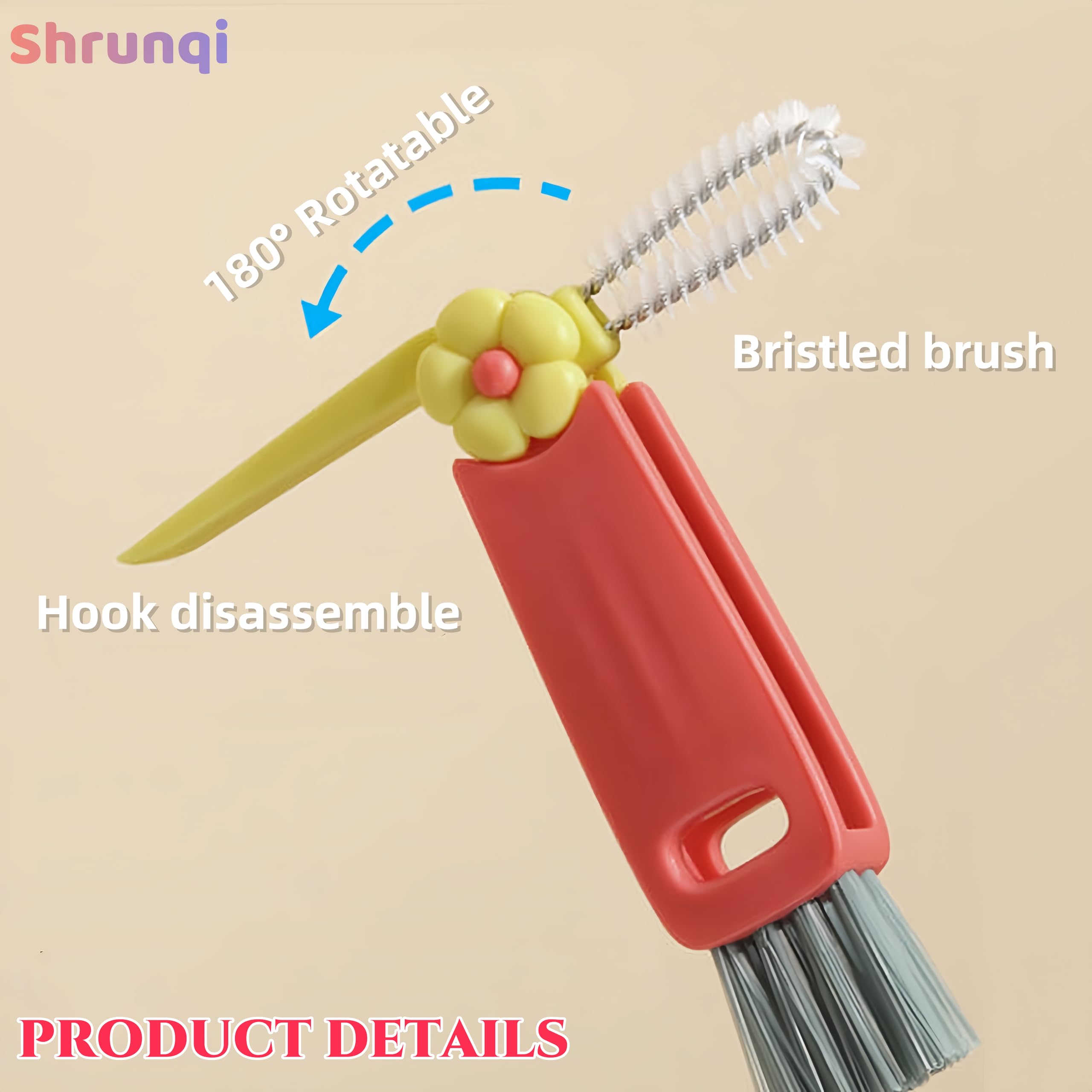 3 in 1 Bottle Cleaning Brush Set, Multifunction Silicone Cup Lid Gap Cleaner, Home Kitchen Crevice Cleaning Tools, Cute Colorful Rabbit,3 Pcs 3