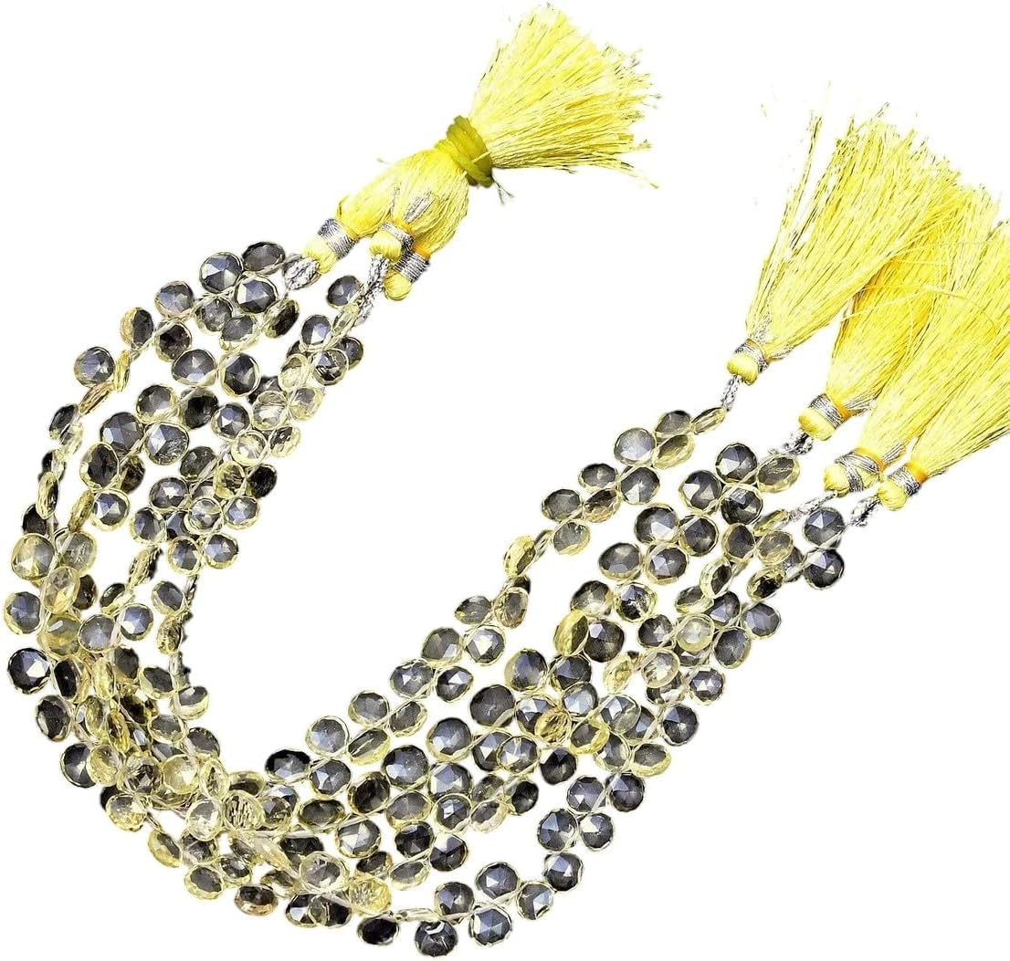 Natural Yellow Lemon Quartz Heart Briolette Beads|6-7mm Tear Faceted Beads for Jewelry Making |7" Strand |Loose Beads | AAA Quality |Heart Shape| Citrine Color Beads| 1 Strands