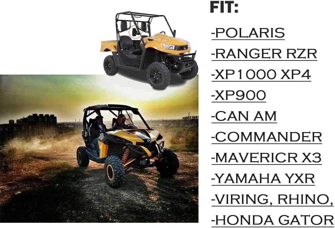 UTV Side View Mirrors for 1.75" and 2" Roll Bar Cage(2 Pack), Adjustable Wide Rear Clear View Mule Mirrors for Polaris RZR, Can-Am, Kawasaki, Kubota, Yamaha, Maver