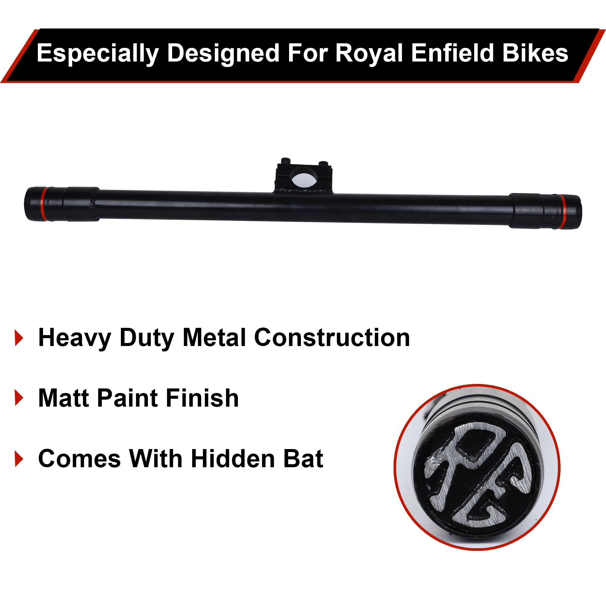 Grandbiker® Leg Guard Single Rod with Heavy Open Baseball Bat for Only Classic 350 (Black) (1) 2