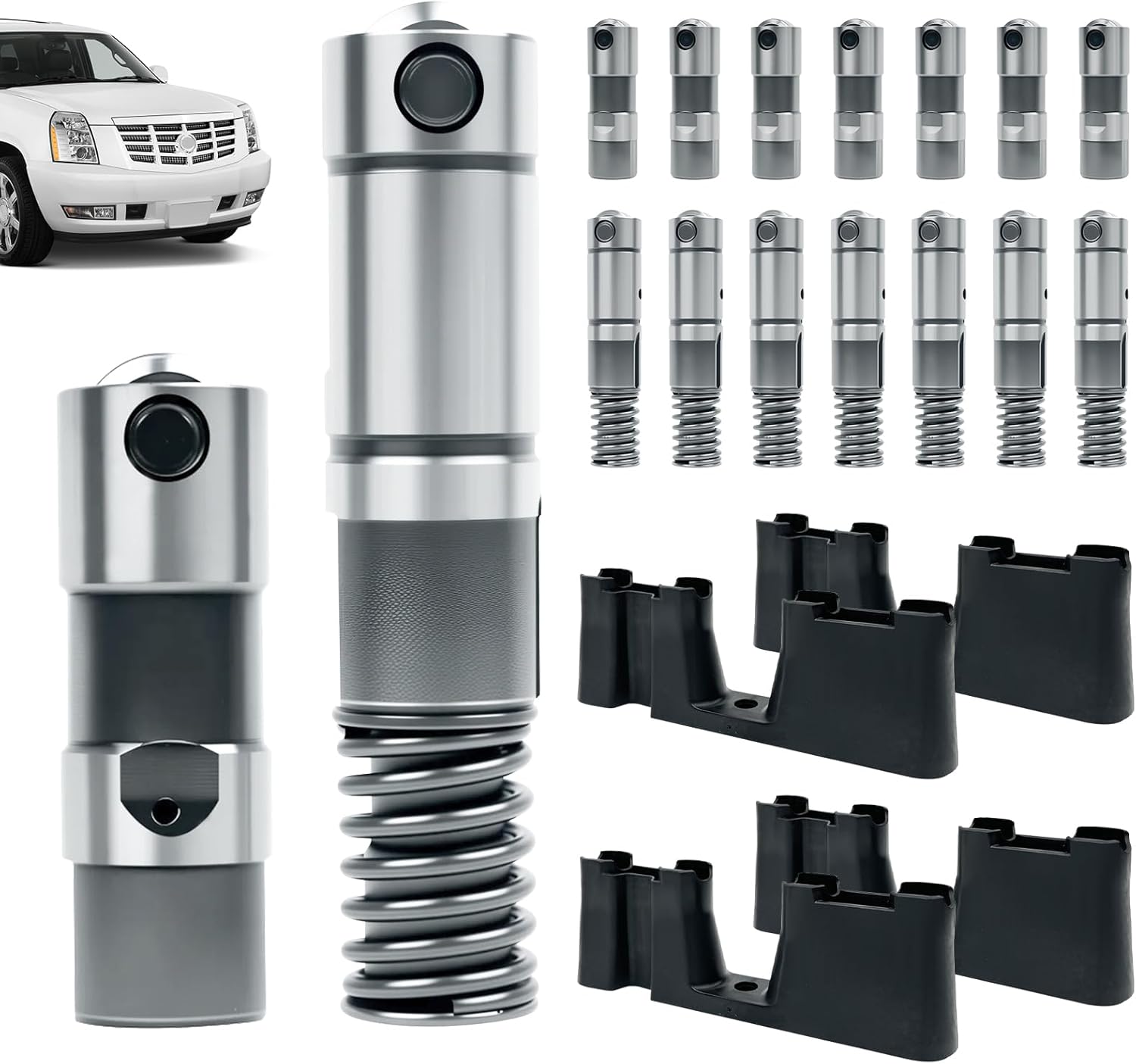 12569256 Active Fuel Management Valve Hydraulic Roller Lifters and Guide Trays Compatible with Chevy Cadillac GMC Buick Pontiac 4.3L 5.3L 6.0L 6.2L OEM# 12645725 12680871 (16pcs)