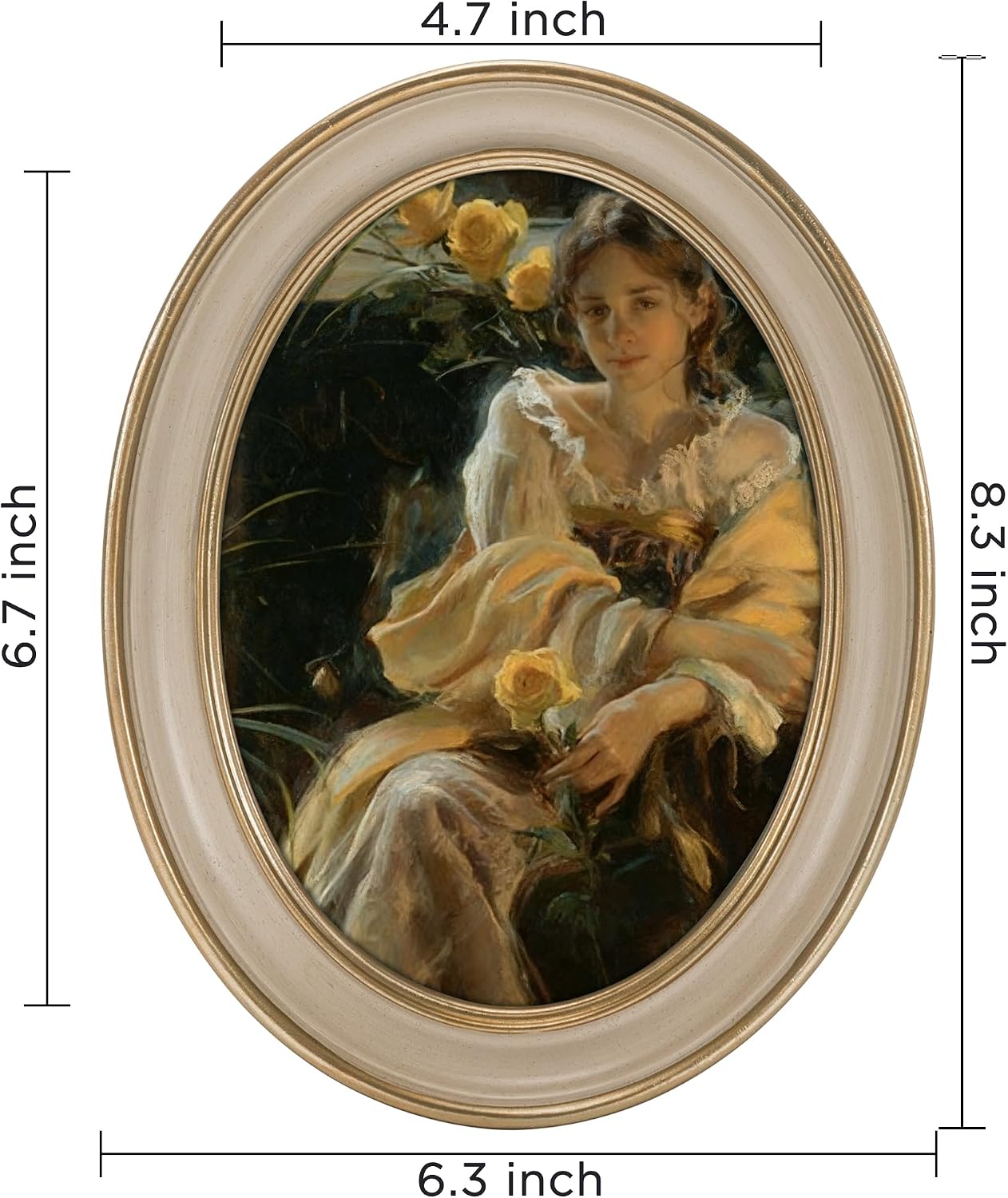 eletecpro 5x7 Vintage Picture Frame Set of 2 with Real Glass Cover, Oval Ornate Photo Frame, Display 5x7 Picture for Tabletop or Wall Hanging, White Home Decor for Gallery Art