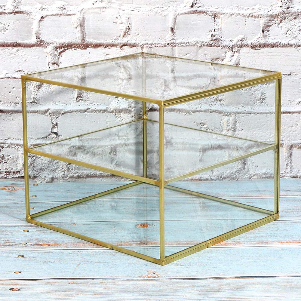 Cyrank Organizer per Trucco, portaoggetti per Cosmetici, Porta pennelli per Trucco in Vetro Trasparente, espositore per Gioielli in Vetro con cassetto, Organizer per cancelleria per Cosmetici