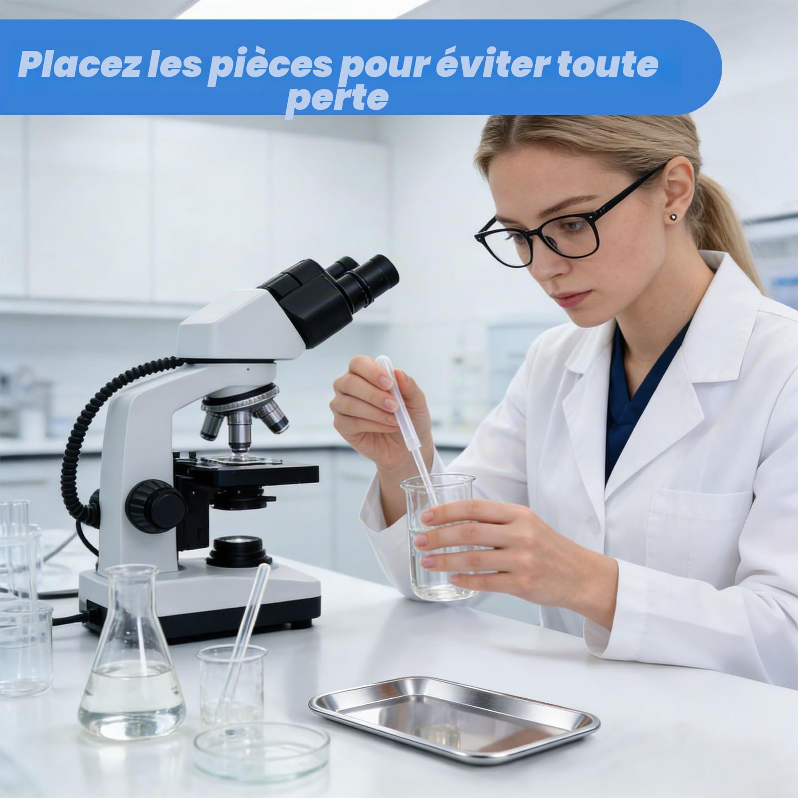 4 Pièces Plateau à Instruments, Plateaux Rectangulaires en Acier Inoxydable, Réutilisable Plateau de Laboratoire pour Les Salons de Beauté, Les Cliniques Vétérinaires, Les Cbinets Dentaires