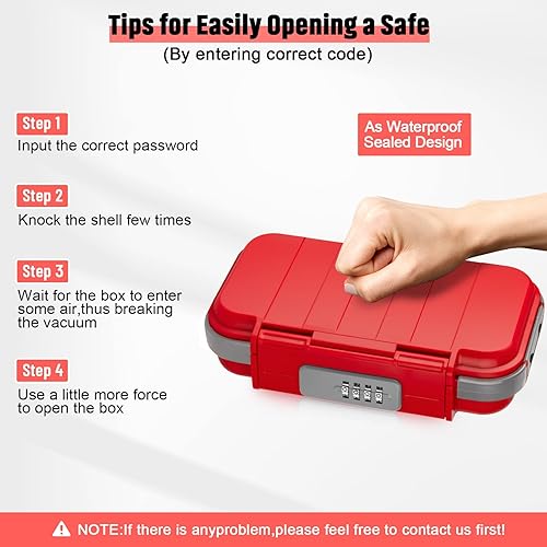 Vista 25 de HUANLANG Caja de seguridad portátil con cerradura de combinación, mini caja de seguridad para viajes en la playa, impermeable, pequeña caja
