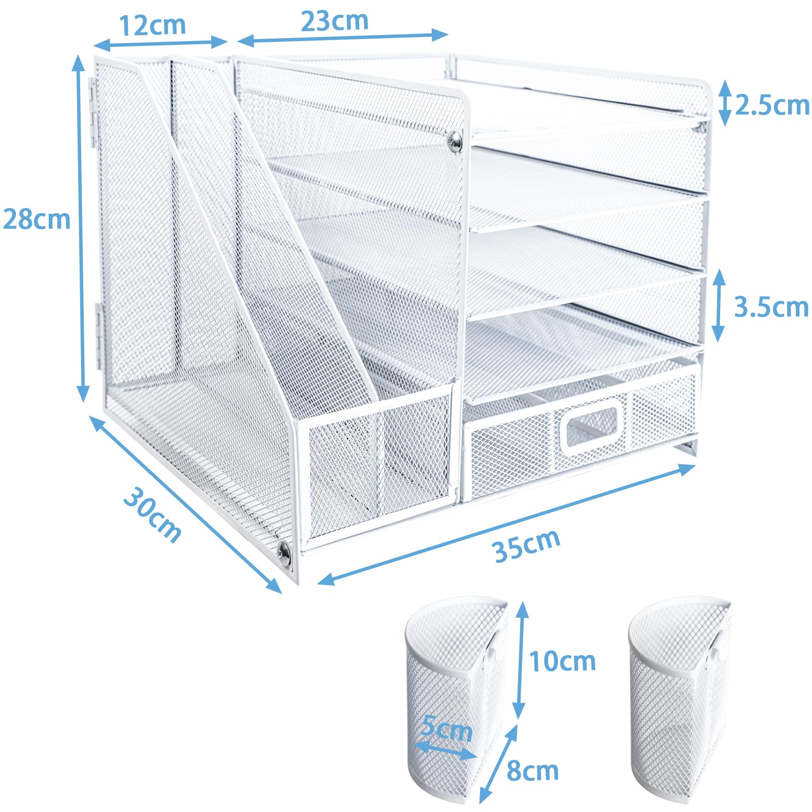 5 Niveaux Corbeilles à Courrier, Bac à Courrier Empilable, A4 Organisateur De Bureau Maille Métallique, Plateau De Papier, Banette De Rangement Bureau Range Document Bureau Porte-Document Papier