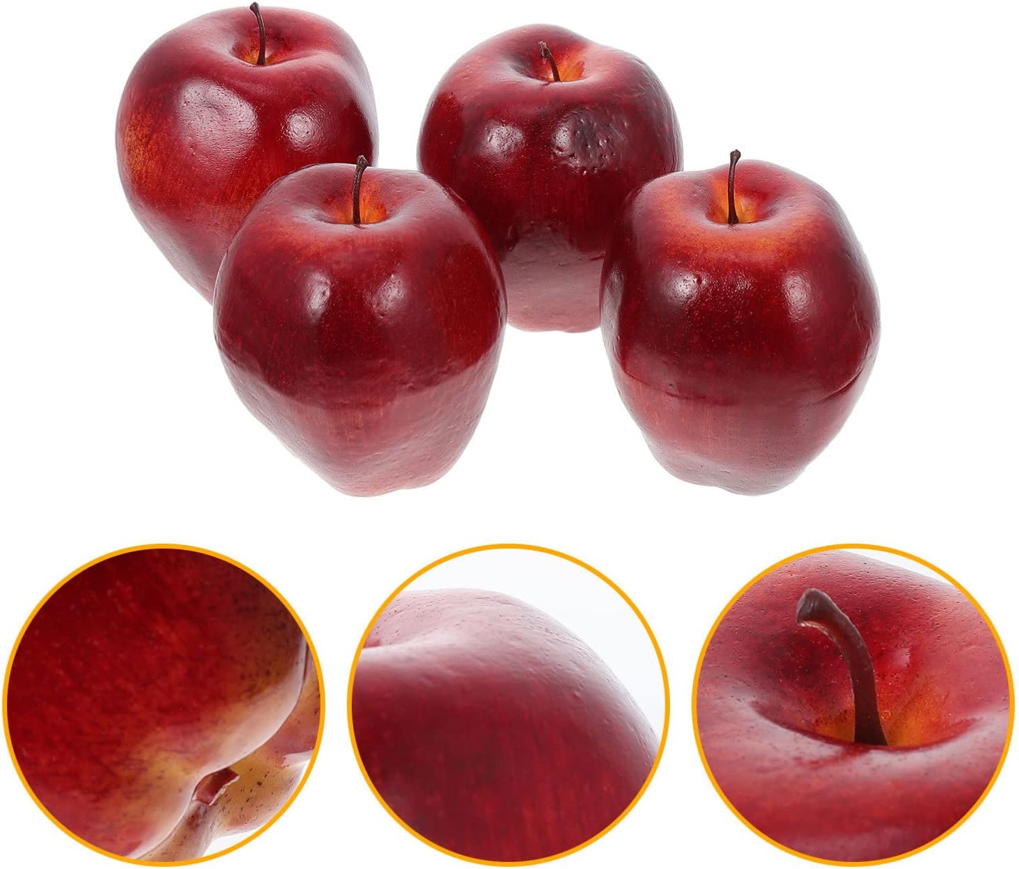 Milisten 4pcs Artificial Red Delicious Lifelike Fake Fruits for Home Decoration Photo Props Restaurant Display and Realistic Decor Dark Red