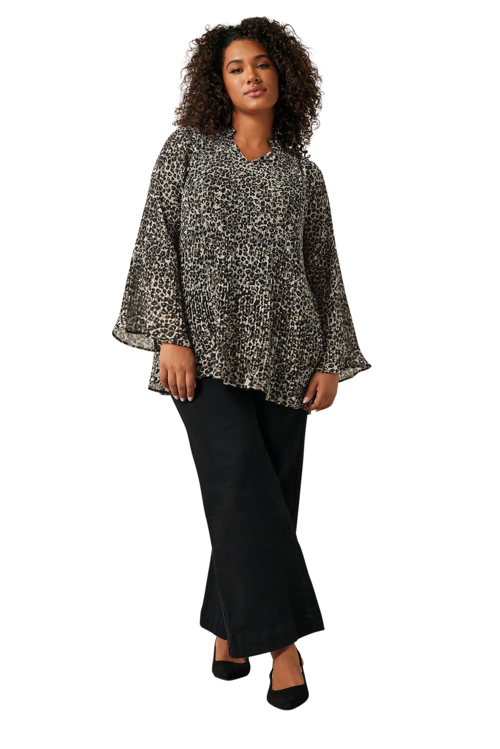 Evans Women's Brown Plus Natural Leopard Print Blouse Size 22-24