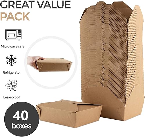Miniatura 8 de Cajas para llevar para microondas de 112 onzas (paquete de 30) contenedores desechables para alimentos  Fiambrera de cartón reciclable  Contenedores