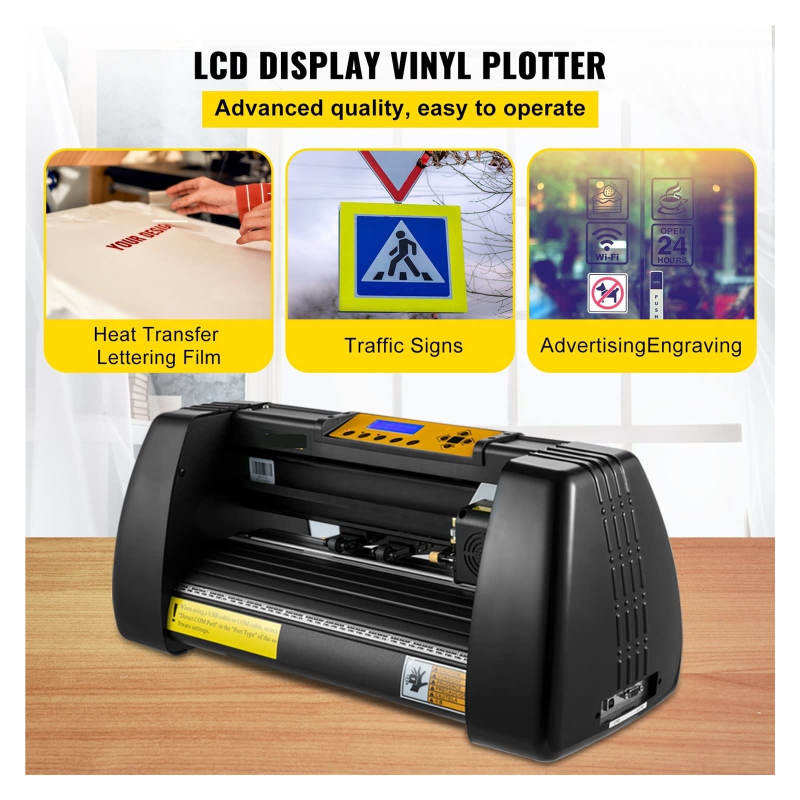 14-Zoll-Vinyl-Schneidemaschine, Computer, Software, 3 Klingen, 1 Stifthalter, Drucker, Schneideplotter for Werbung,Hohe Stabilität