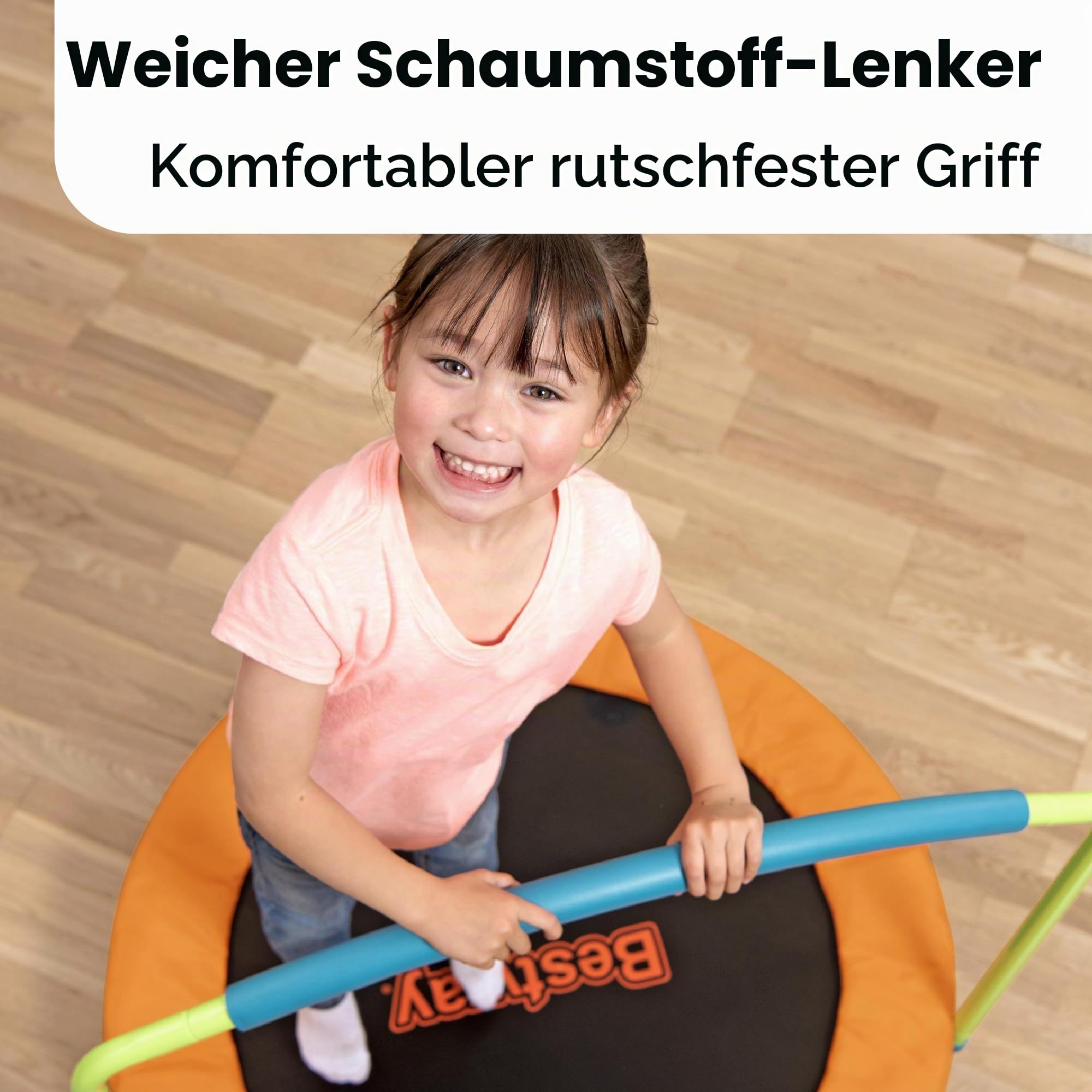 Bestway Trampolin Wonderjump Ø 91 x 96 cm, Pulverbeschichteter Stahlrahmen, Abnehmbarer Haltegriff, rutschfeste Füße, Einfache Montage, Kompaktes Design