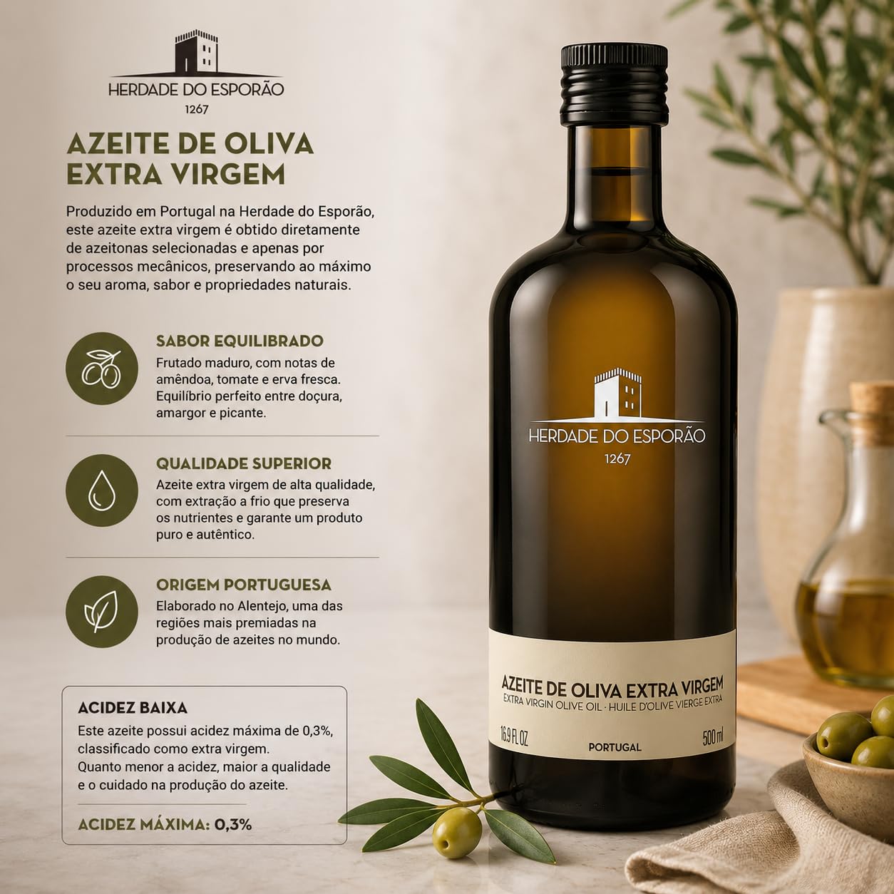 Esporão Virgen Extra Aceite de Oliva Portugués - Pack 6 x 500ml