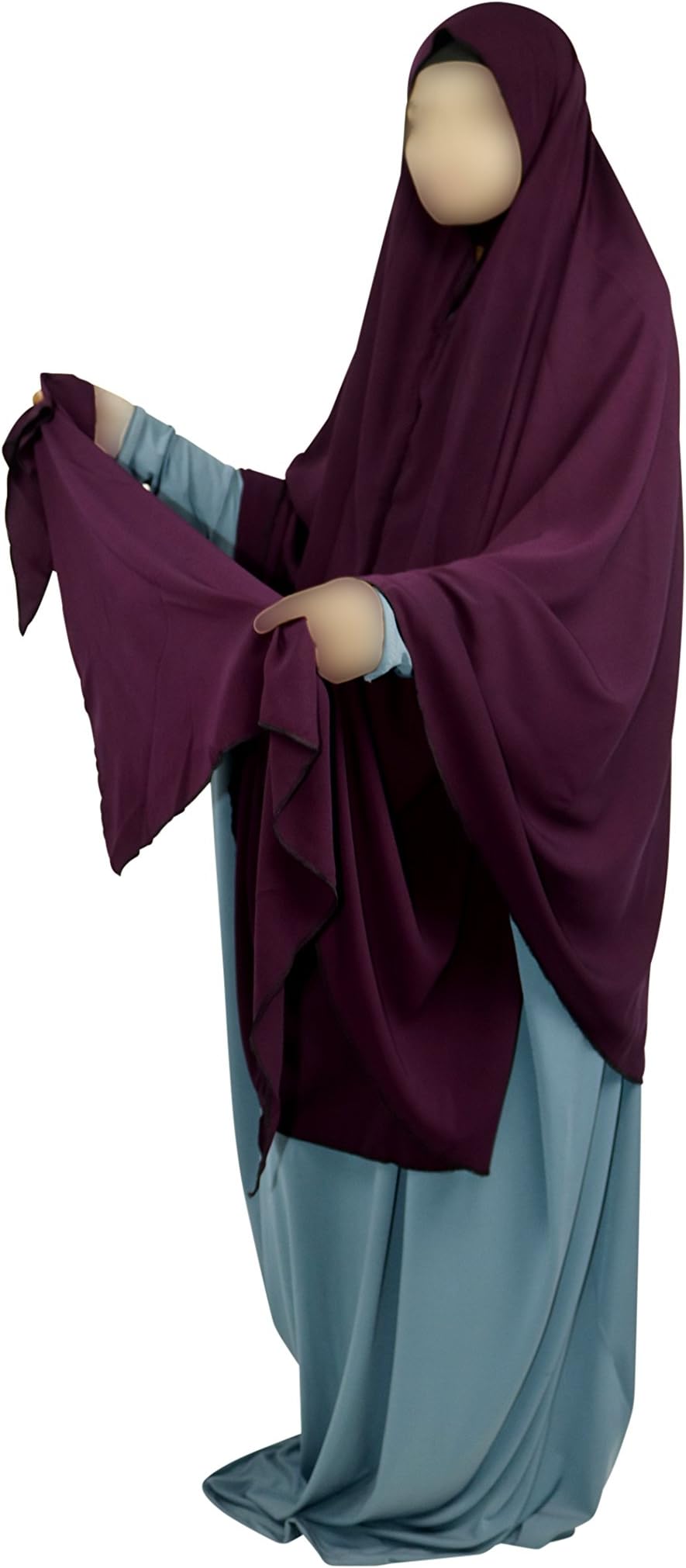 Niqab With Matching Khimar Hijab for Muslim Women Long Knee Length (Gray,Blue,Maroon)